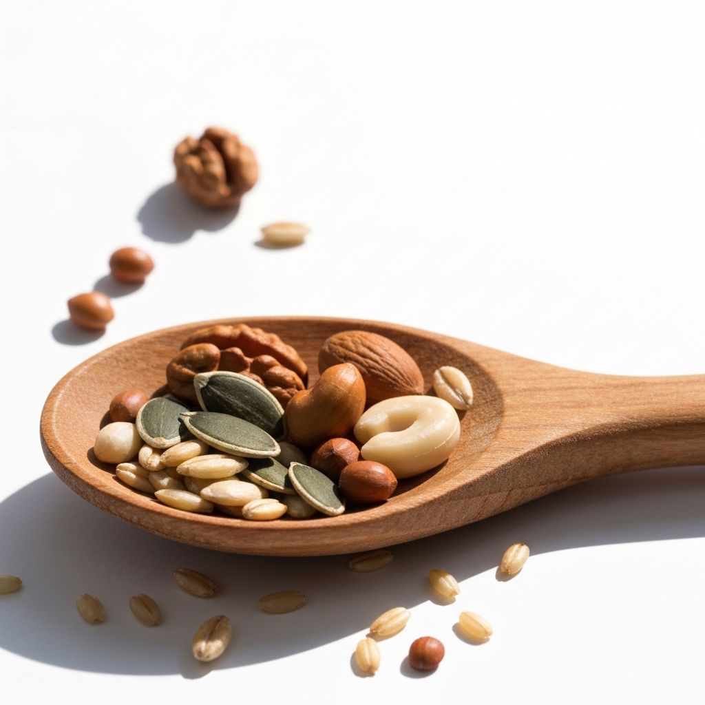 Verschiedene Mikronährstoffe auf Holzlöffel